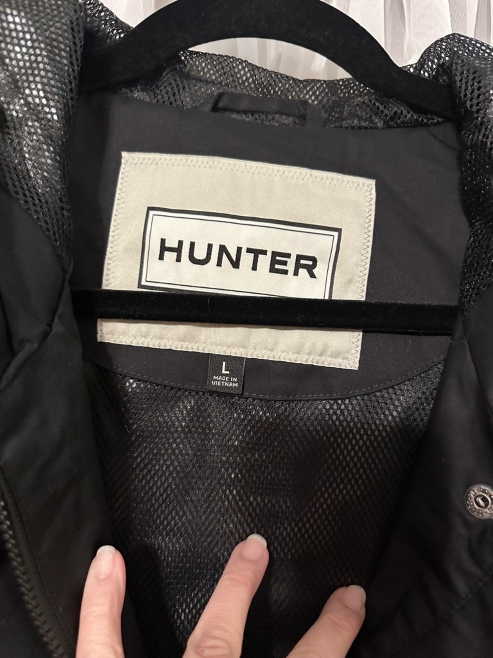 Hunter Black Hooded Waterproof Rain Zip Up Anorak Jacket Size L - Picture 11 of 15